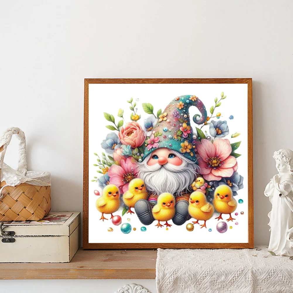 Full Round Diamond Painting 30*30cm - Beautiful Goblin And Chicken