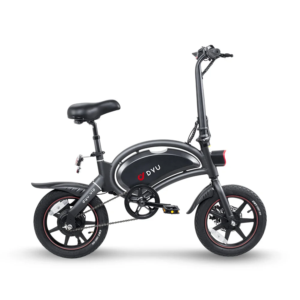 DYU D3+ Folding Moped Electric Bike 14 Inch Inflatable Rubber Tires 240W Motor Max Speed 25km/h Up To 45km Range Dual Disc Brakes Adjustable Height