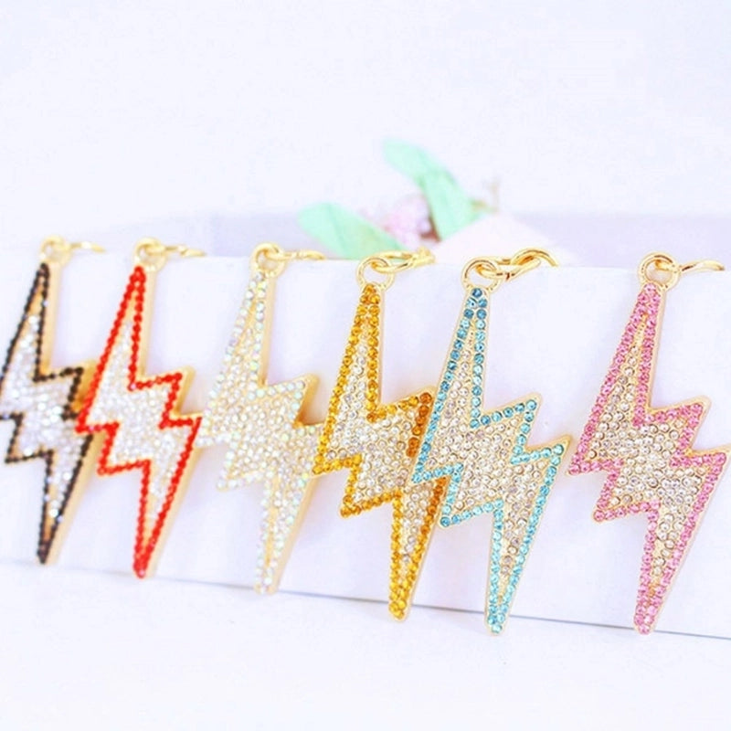 Minimalist Lightning Zinc Alloy Plating Inlay Rhinestones Unisex Bag Pendant Keychain