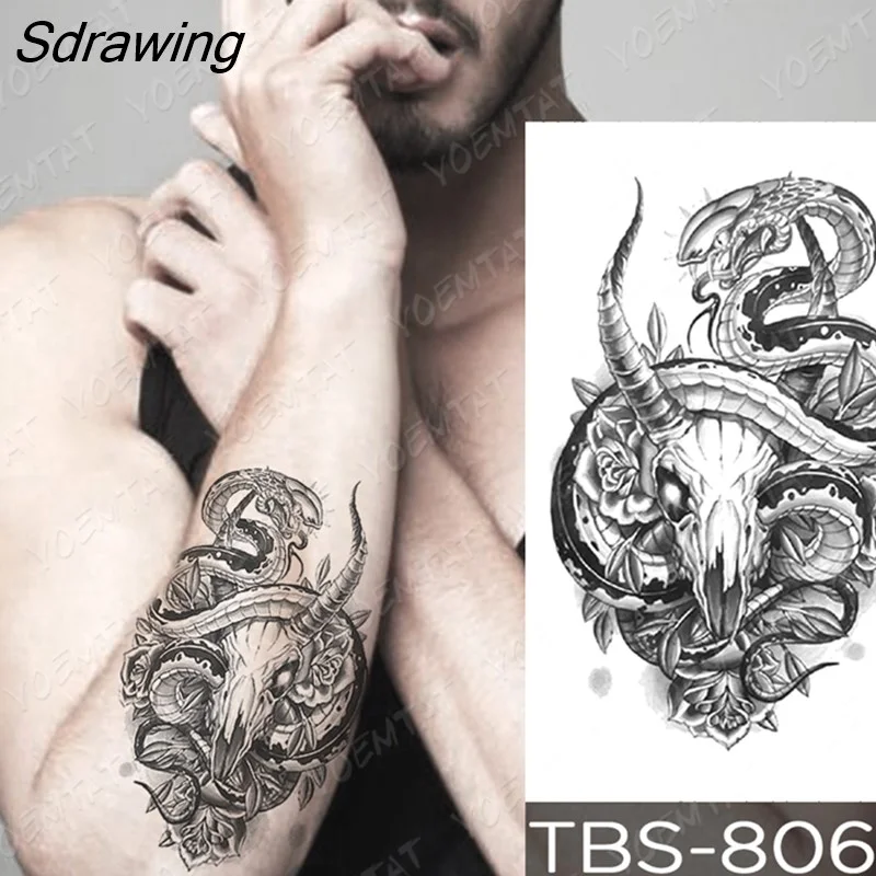 Sdrawing Temporary Tattoo Sticker forest eagle wolf butterfly Flash Tattoos Gothic Y2K Body Art Arm Fake Tatoo Men Women