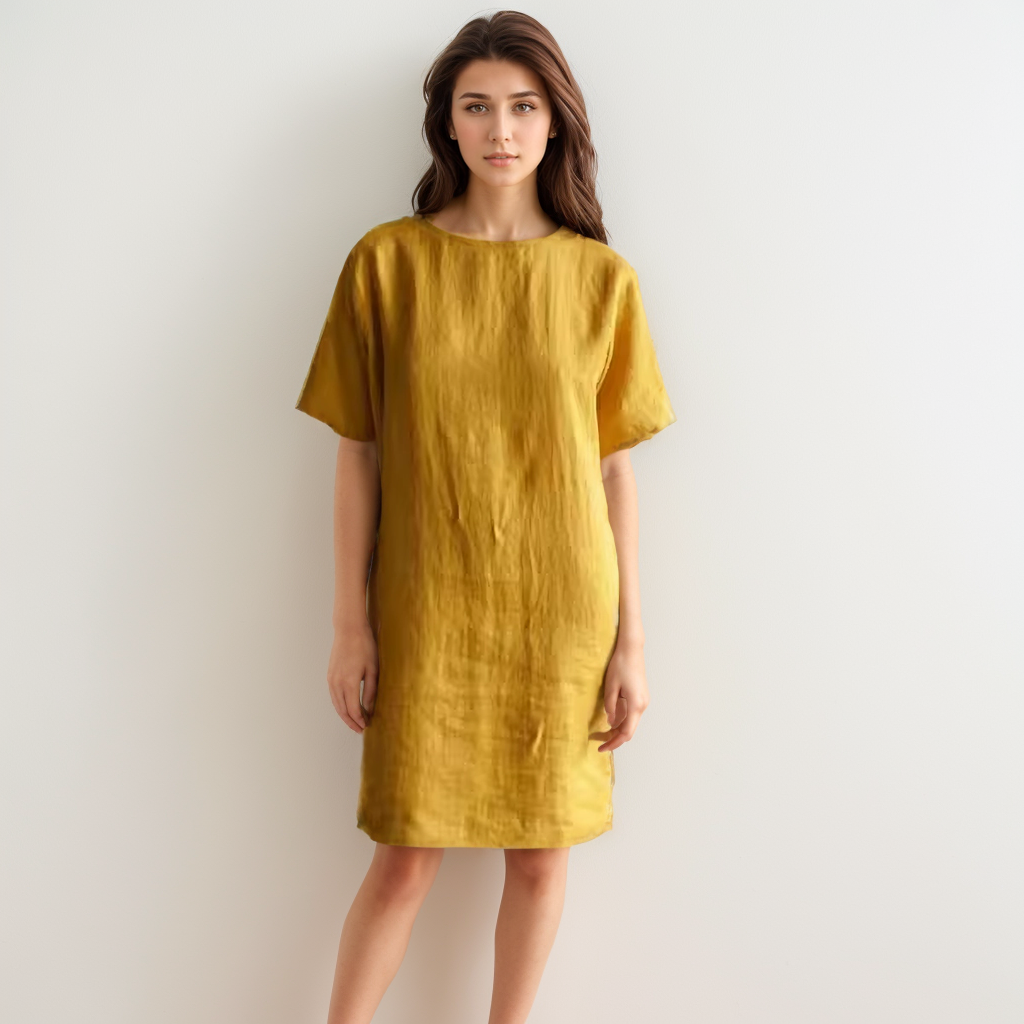 Robe droite basique 100 % lin européen- SOIE PLUS