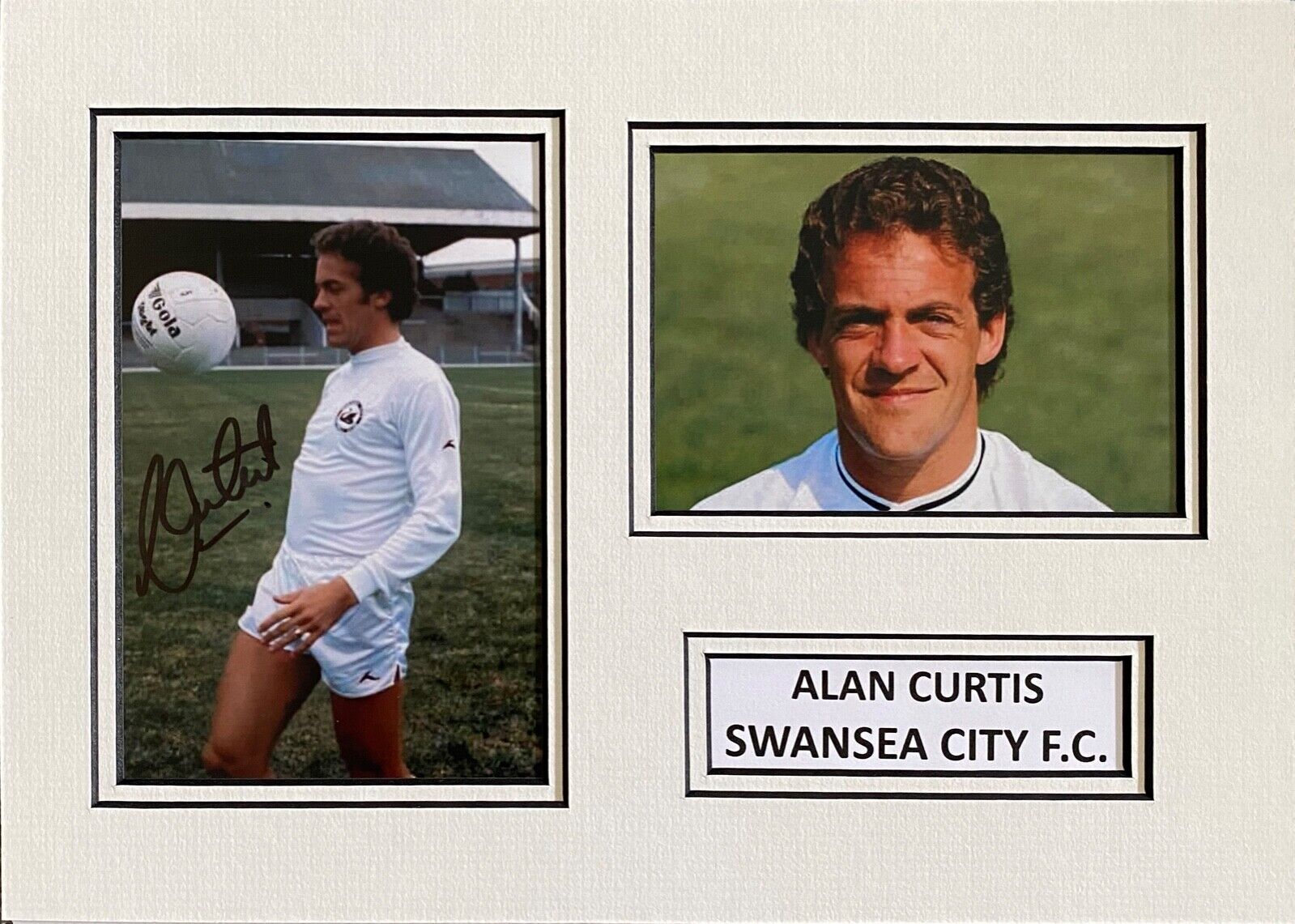 ALAN CURTIS HAND SIGNED A4 MOUNT Photo Poster painting DISPLAY SWANSEA CITY AUTOGRAPH 1