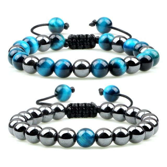 YOY-2pcs Hematite Tiger Eye Beads Bracelets