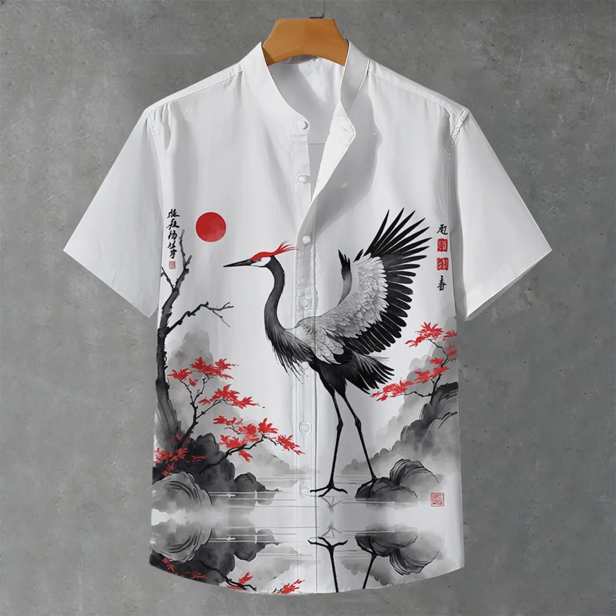 Men's Retro Linen Blend Short-sleeve Shirt  artssus