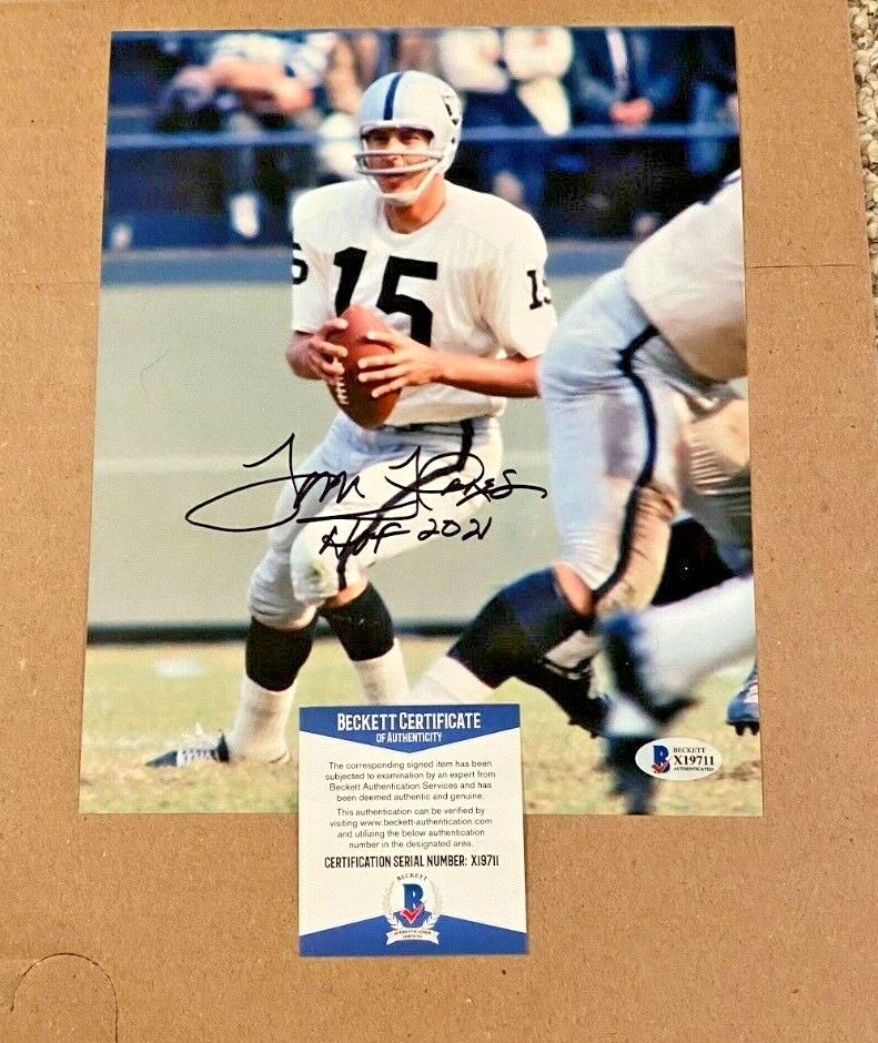 TOM FLORES SIGNED OAKLAND RAIDERS 8X10 Photo Poster painting W/HOF21 BECKETT CERTIFIED #5