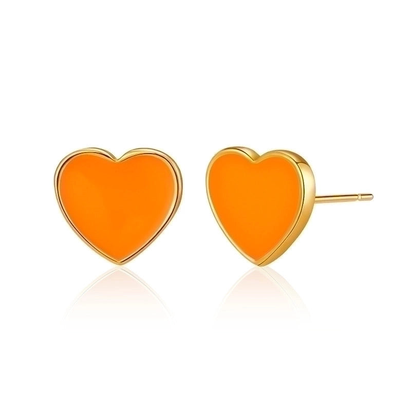 1 Pair Retro Sweet Triangle Devil’s Eye Heart Shape Enamel Plating Inlay Copper Zircon 18k Gold Plated Ear Studs