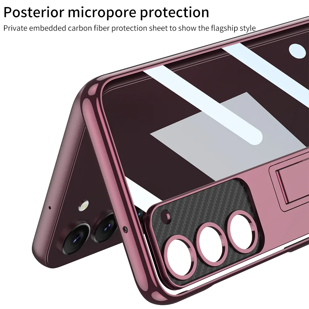 Applicable To Samsung S23/S22 Series Transparent Electroplating Bracket Mobile Phone Case