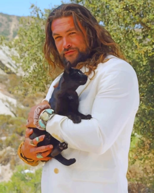 

Jason Momoa With A Black Cat – Paint By Numbers - 40*50CM, 501 Original