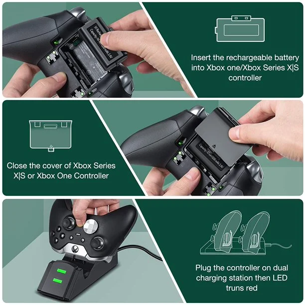 Dinofire Controller Charger Station for Xbox One, Charging Station for Xbox One Controller Battery Pack & 2 x 1200 Rechargeable Battery Pack