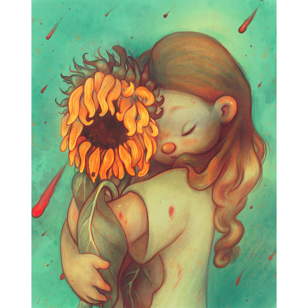 

Sunflower Girl - 11CT Stamped Cross Stitch - 40*50CM, 501 Original