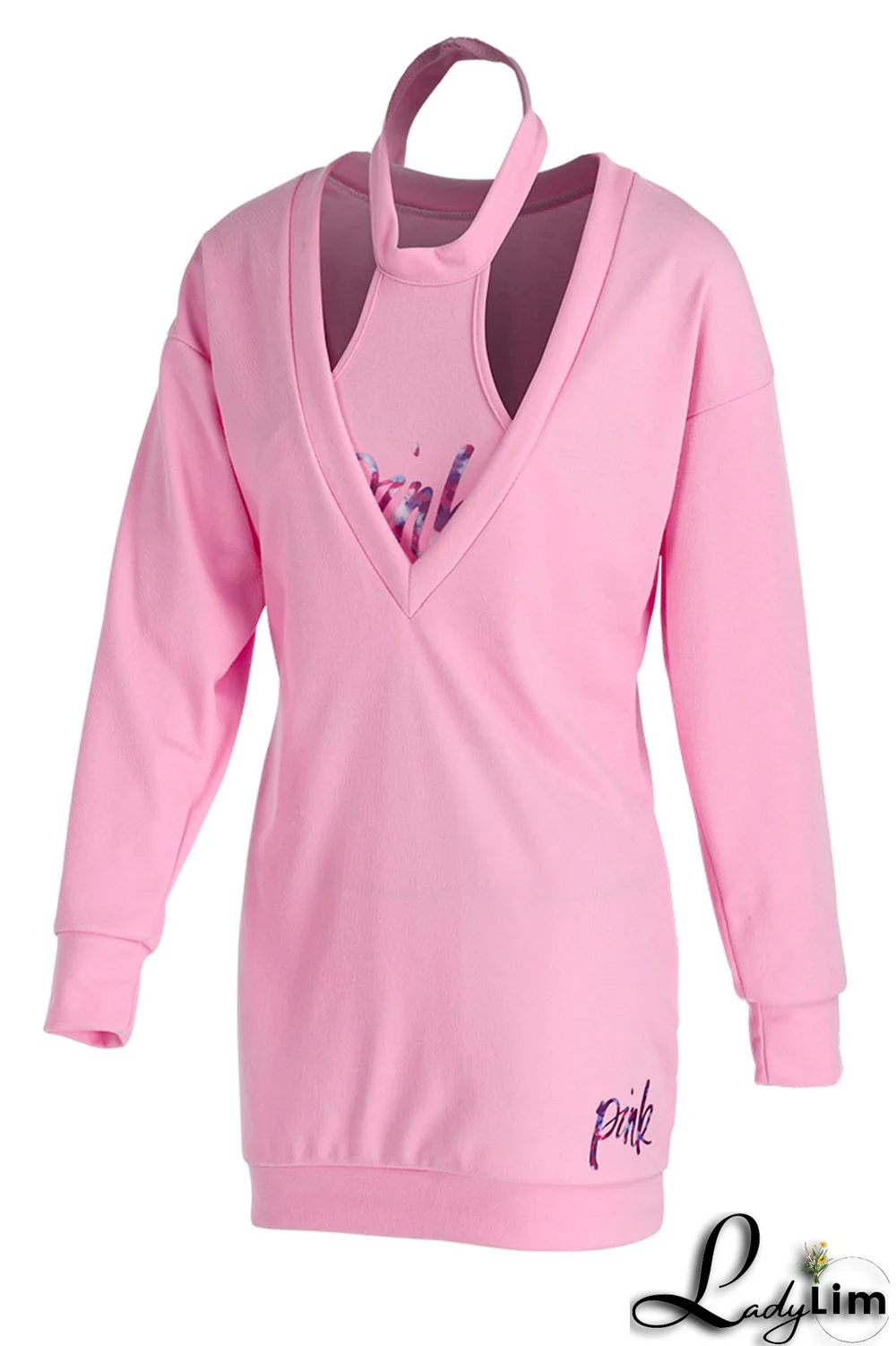 Green Sexy Print Patchwork V Neck Long Sleeve Two Pieces