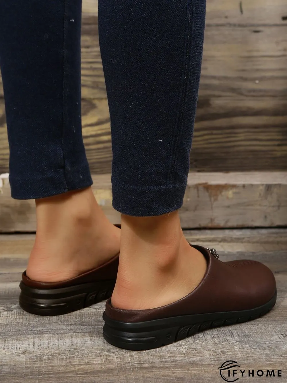 Vintage  Plain Color Non-Slip Flat Mules | IFYHOME
