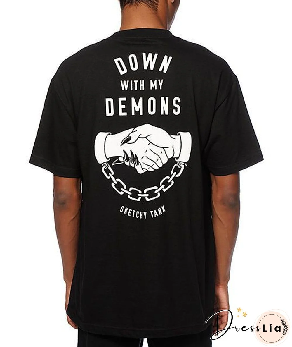 downWithMyDemonsHand GothicT-shirtArtWomenFunny 100% CottonGraphic FashionUnisexHipsterTeeTopTshirt Drop Shipping