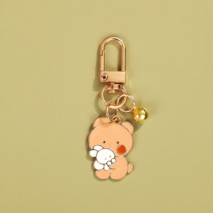 JOURNALSAY Cute Cartoon Animal Enamel Keychain Kawaii Alloy Pencil Case Wallet Binder