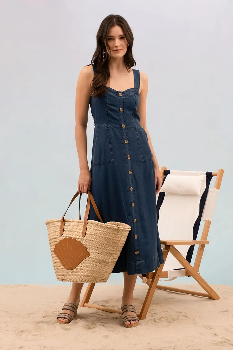 Seaside Button-Front Dress