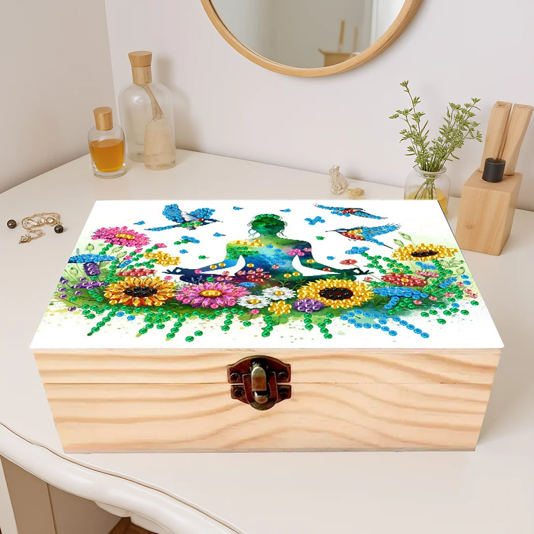 Mindful Sitting DIY Wooden 5D Diamond Art Diamond Art Storage Box for Adult Gift