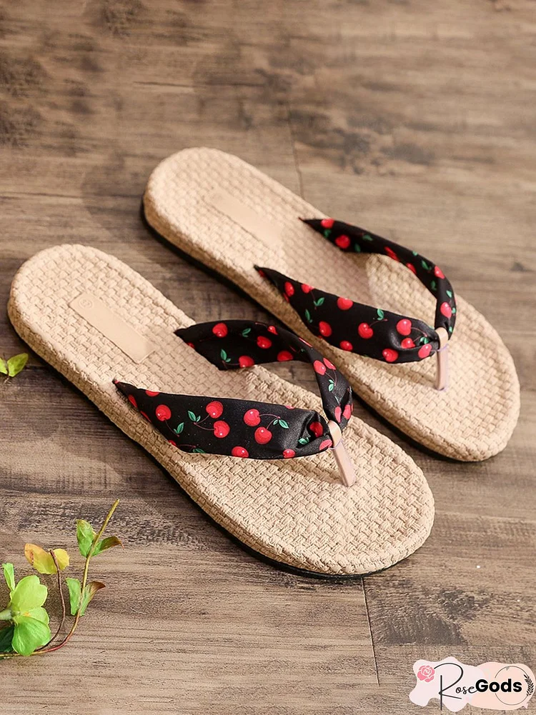 Vacation Beach Home Fruit Pattern Flip-Flops