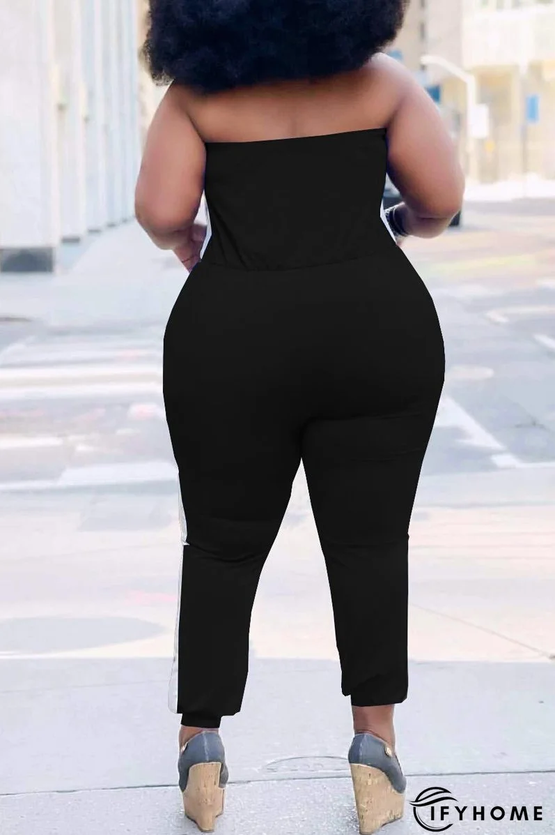 Plus Size Side Striped Off The Shoulder Jumpsuit | IFYHOME