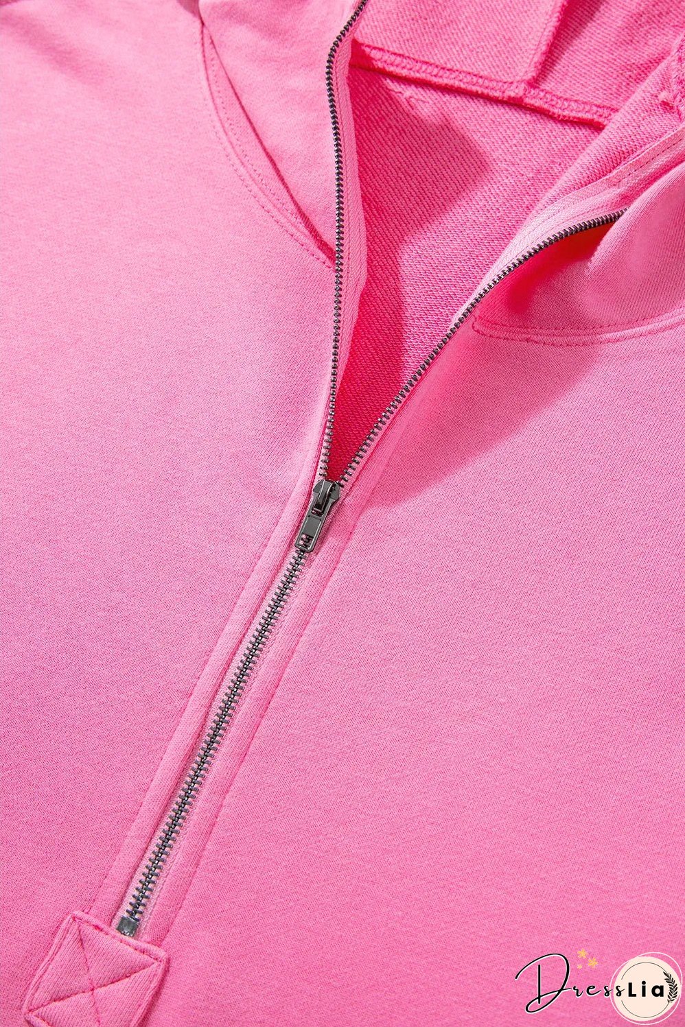 Bonbon Solid Kangaroo Pocket Half Zipper Oversized Hoodie