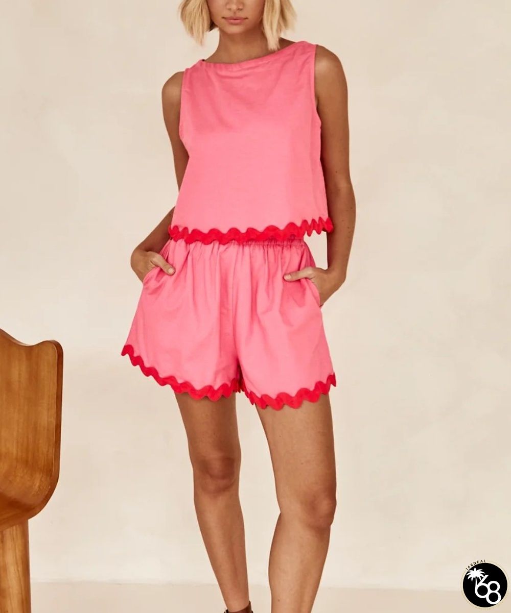 Simple Waves Solid Color Two -piece Suit | 168DEAL