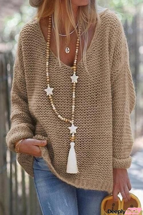V Neck Loose Sweater