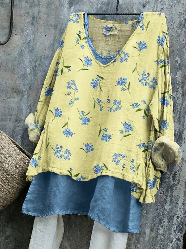Simpfit Vintage Classy Cottage Nachahmung aus Baumwolle und Leinen Floral Runen