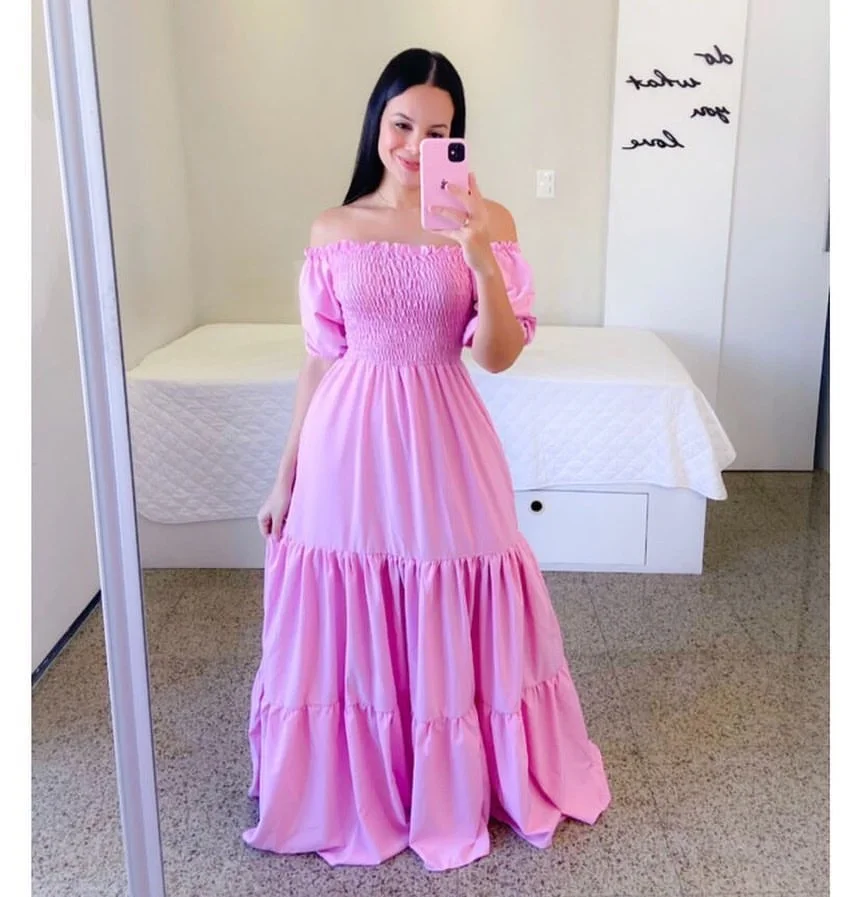 Brownm Brownm New Spring And Summer Women's Dress A Word Broken Shoulder Long Pure Fairy Dress