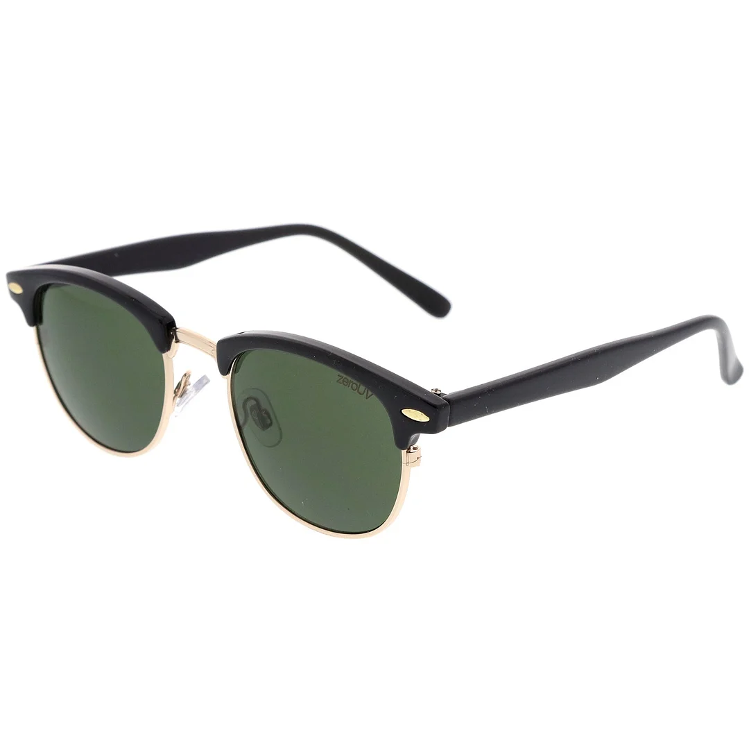 Classic Horn Rimmed Neutral Colored Lens Semi-Rimless glasses 49mm