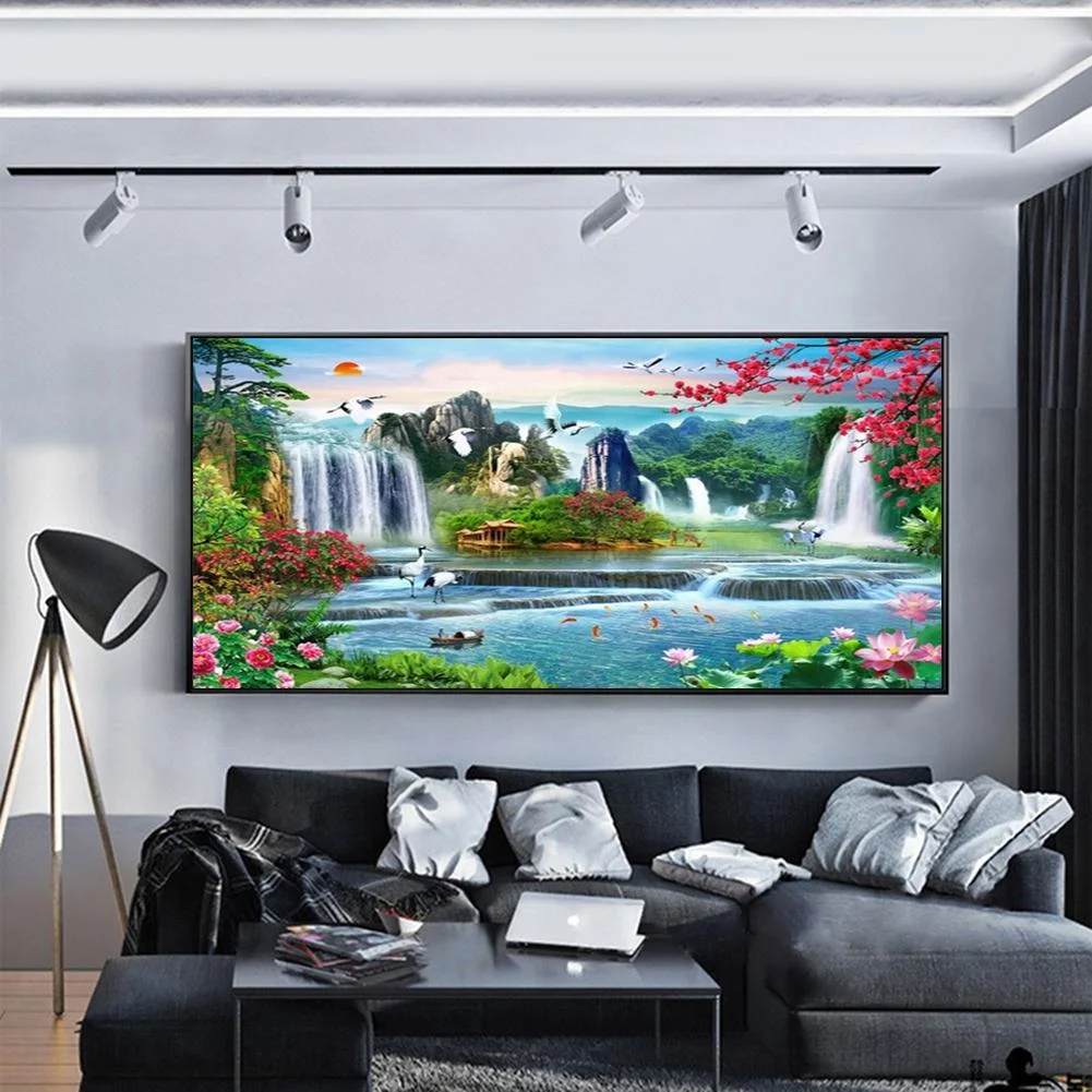 Diamond Painting - Full Round Drill - Waterfall Garden(100*40cm)