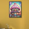 Diamond Painting-Round AB Drill Rainbow Mushroom House(45*60CM)