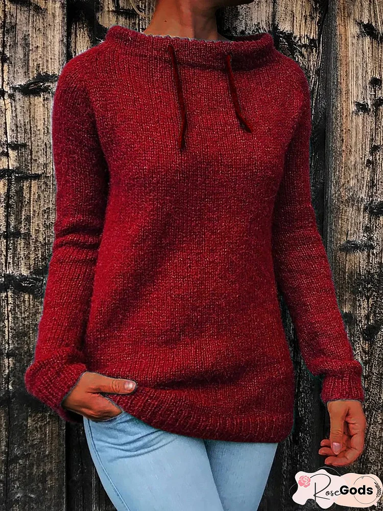 Boat Neck Knitted Long Sleeve Sweater