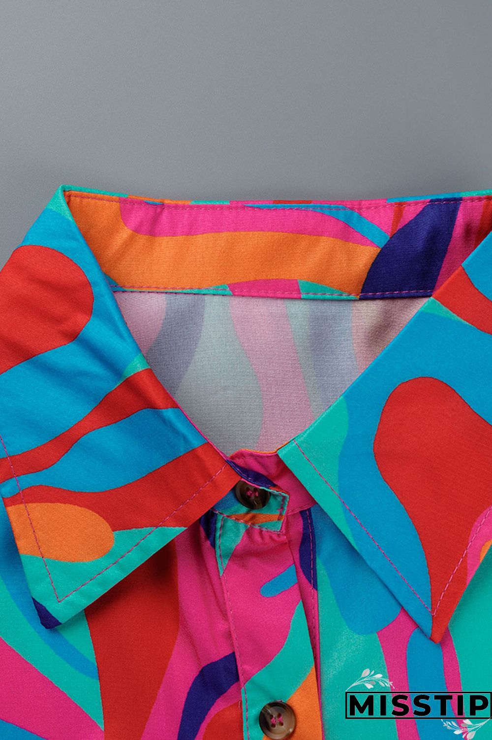 Blue Fashion Casual Print Patchwork Turndown Collar Shirt Dress