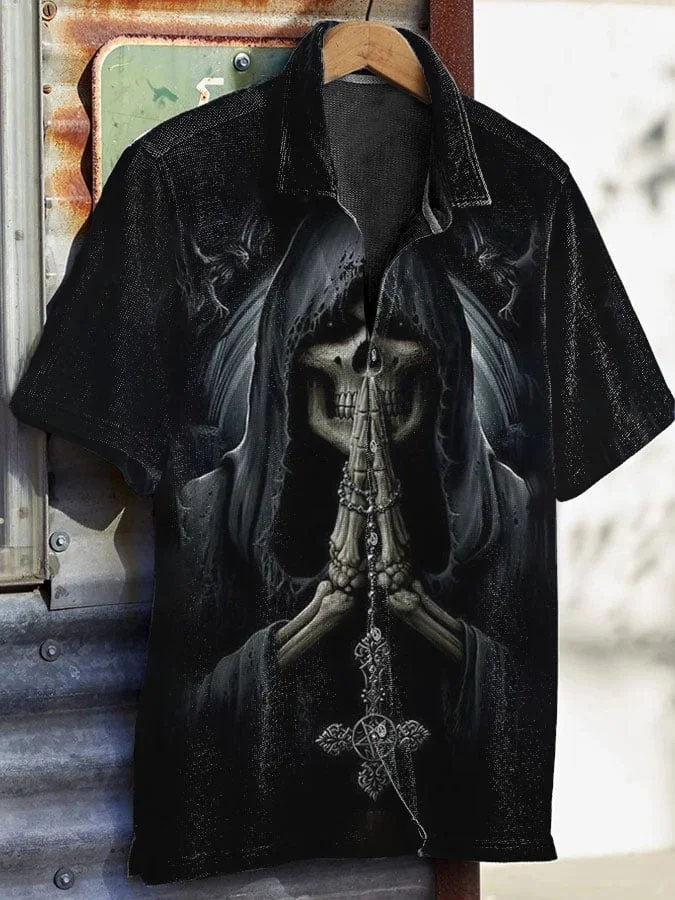 Men's Vintage Skull Casual Printed Shirt