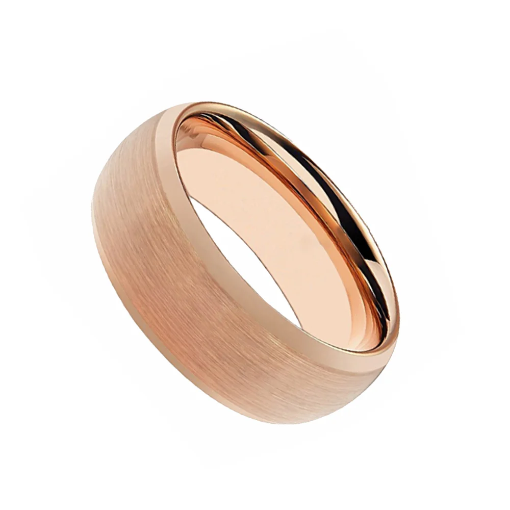 6MM 8MM Couples WeddingRose Gold Plated Brushed Center Tungsten Carbide Rings
