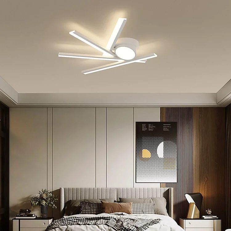 Creative Linear Oval Sticks LED White Modern Flush Mount Ceiling Light - Appledas