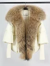 2023 Large Real Silver Fox Fur Collar with Knit Sleeve  Winter Women Coat White Duck Down Jacket Super Fashion Outerwear Luxury