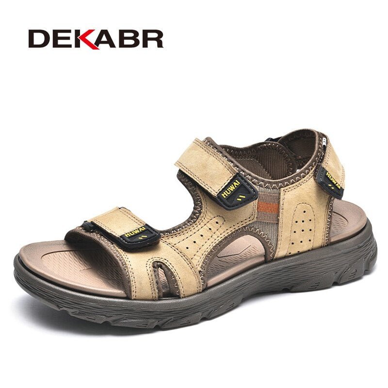 DEKABR Summer Sandals Men Lightweight Outdoor Beach Casual Shoes Genuine Leather Roman Walking Footwear Soft Slippers Sandalias