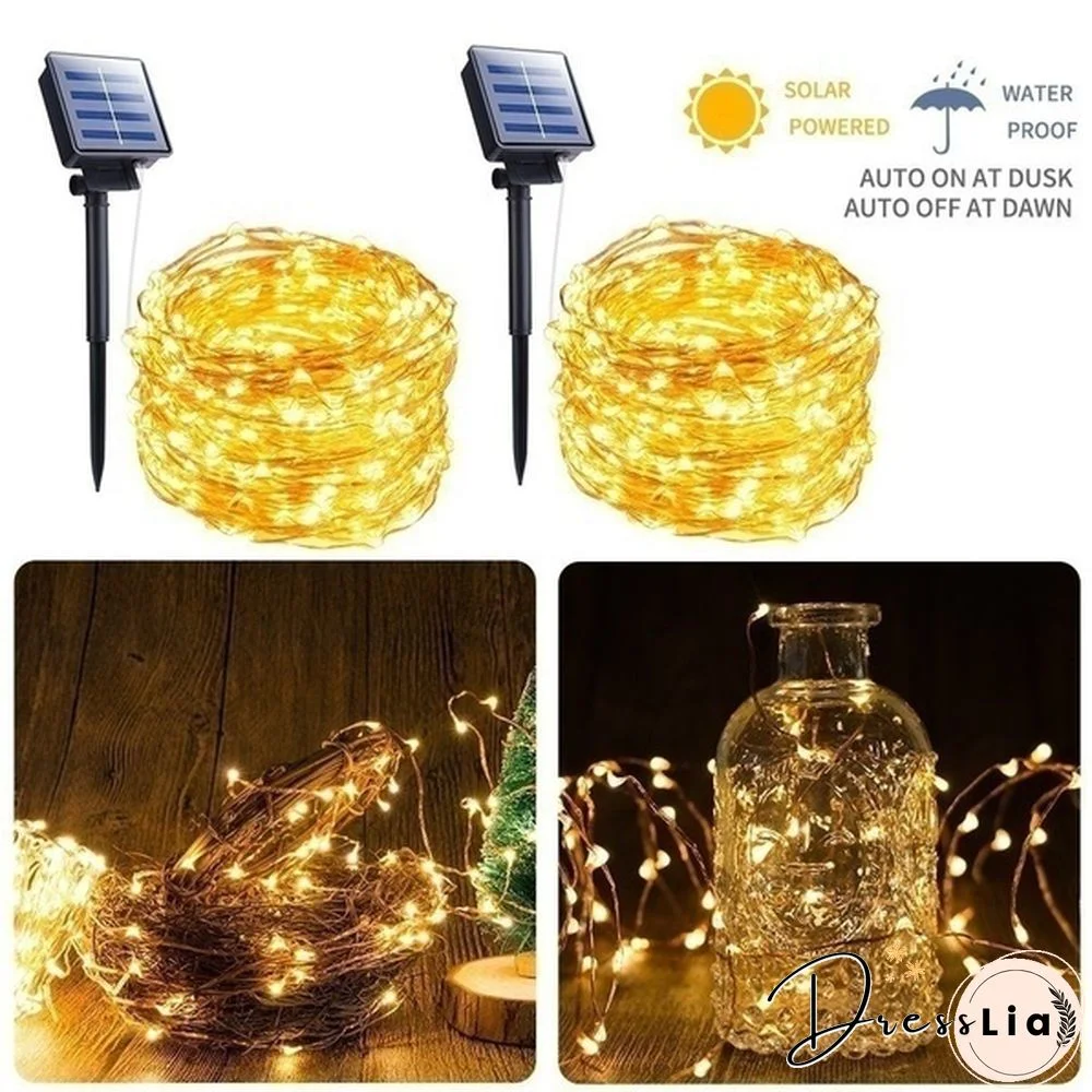 300/200/100/50/10 LED 9COLORS Creative Waterproof 8 Modes Solar Powered Copper Wire String Lights for Outdoor Indoor Home Garden Party Wedding Patio Tree Christmas Decoration