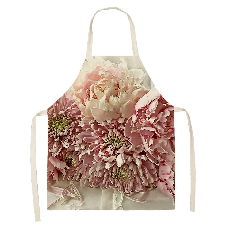 Linen Kitchen Apron - Flower letclo 