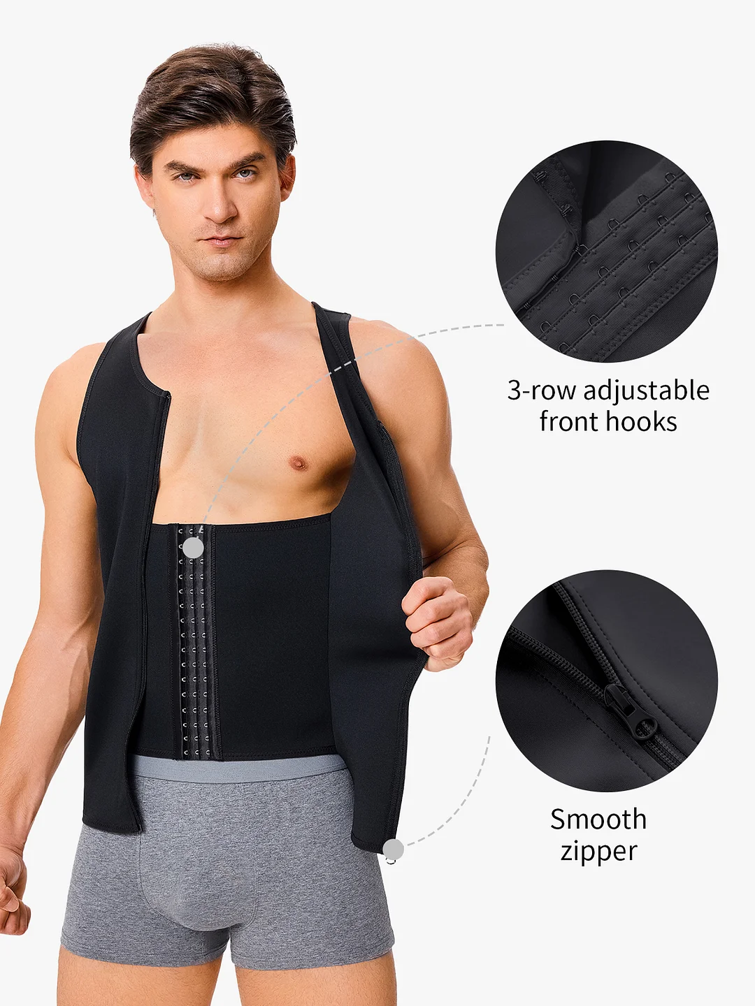 Zipper Belly Compression Workout out Waist Trainer Shapewear Tank Top