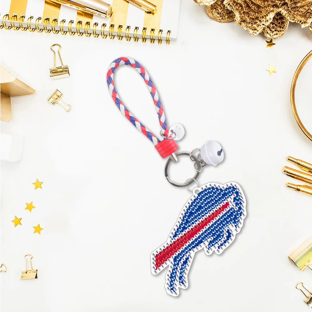 DIY Gem Keychains Double Sided Rugby Badge Craft Hanging Ornament