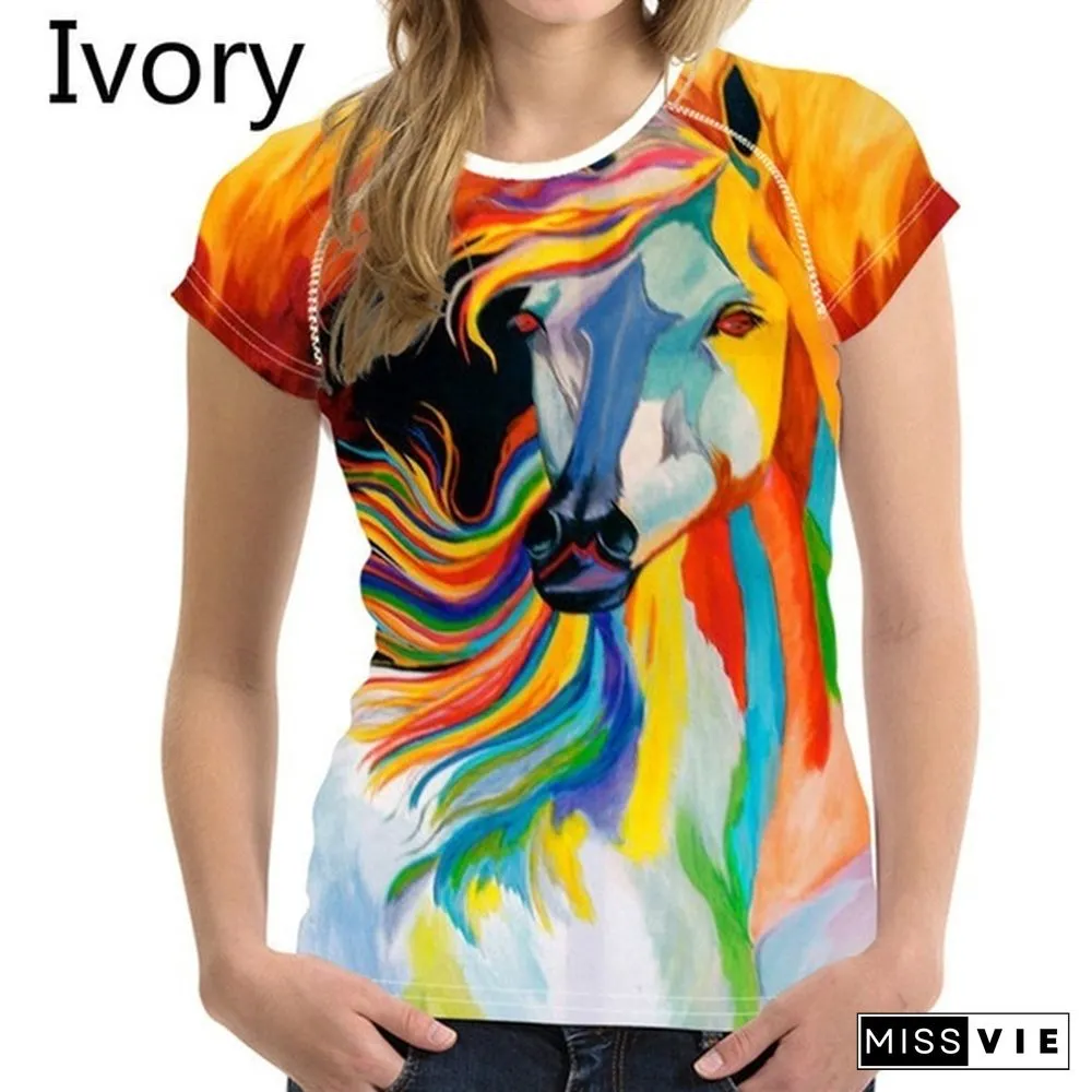 Crazy Horse T-shirts for Women Tees Shirt Harajuku Trendy Tops Tshirts Ladies Short Sleeve Tees Slim T-shirt