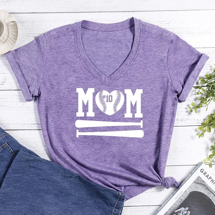 Softball Mom V-neck T Shirt-Annaletters