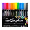 Dual Line Outline Markers with Shimmering Effect Sparkle Doodle Shimmer Marker Drawing Pens for Journaling Coloring Art Planning Supplies