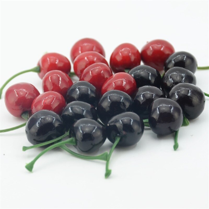 100pcs Artificial Fake Fruits and Vegetables Foam Red Cherry For Wedding Decoration Scrapbooking Simulation  Fake Flowers