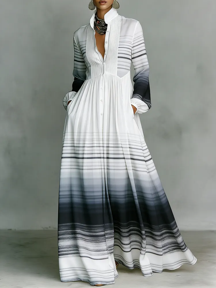 Women's Vintage print Elegant Romantic Vacation Maxi Dress