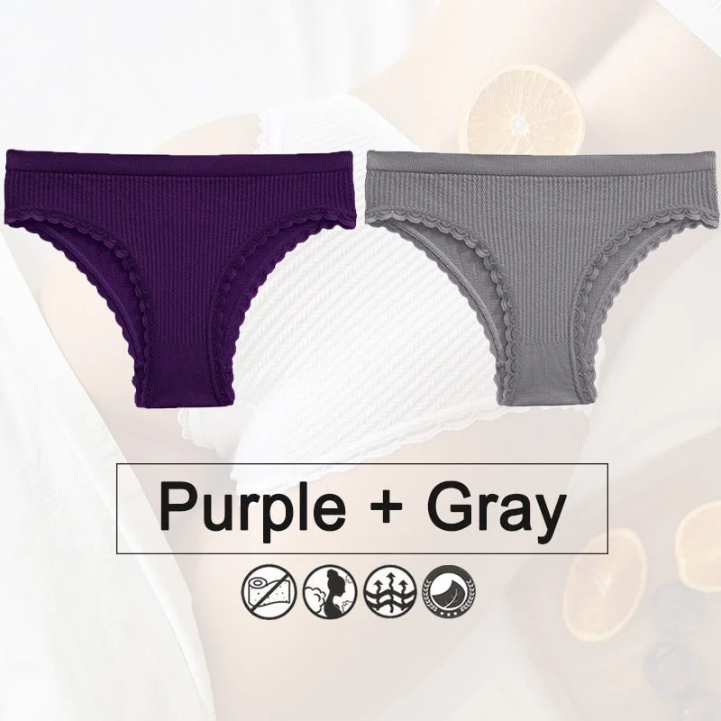 2PCS/Set Lace Panties Seamless Underwear Female Lingerie Women Panties Twist Pattern Underpants Sexy Briefs Thong Tanga Intimate