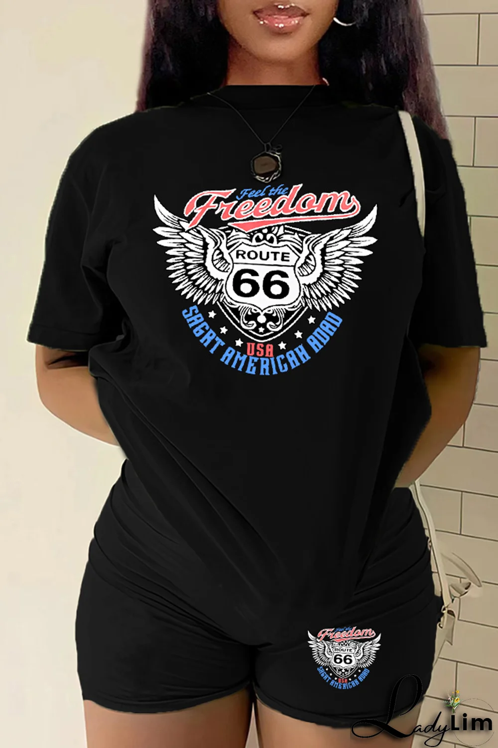 Orange Casual Print Patchwork O Neck Plus Size Two Pieces