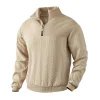 Men's Casual Jacquard Stand Collar Half Zip Wool Sweatshirt by Inlyline