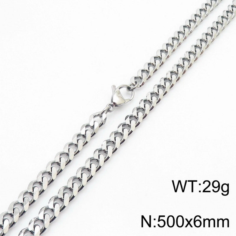 Hiphop Hip Hop Men & Women Trendy Stainless Steel Six-Sided Grinding Necklace